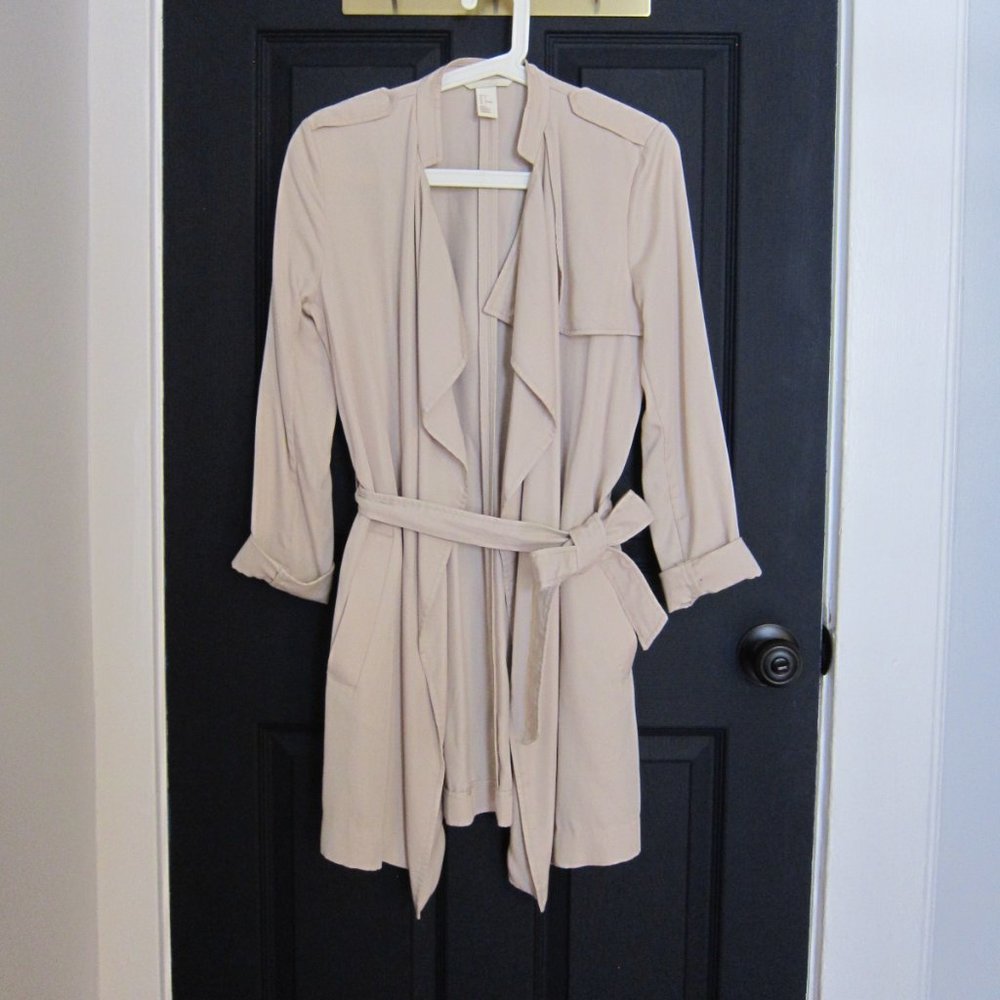 H&M Spring Beige Trench Coat 34/4 S Excellent